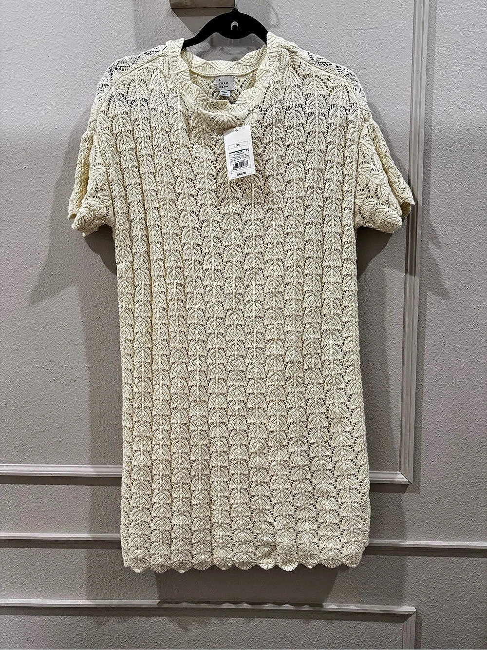 A New Day Cream Crochet Sheath Mini Dress Size XS NWT